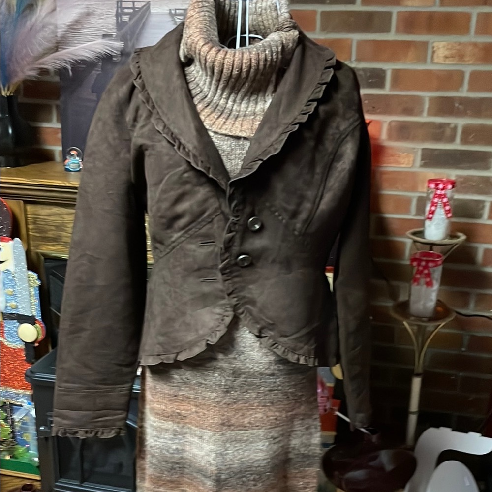 Faded Glory Dark Brown Ruffled Blazer